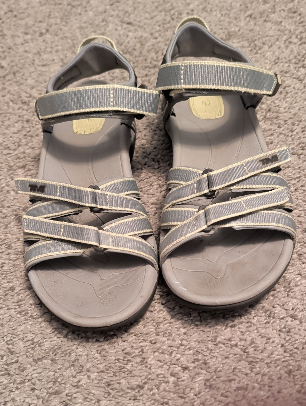Teva Women's Light Gray Strappy Sport Sandals with Cream Trim